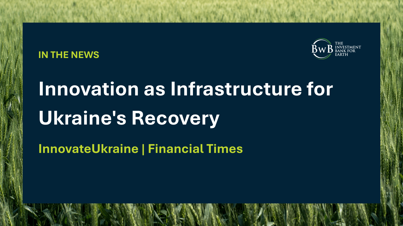 Innovation as Infrastructure for Ukraine's Recovery